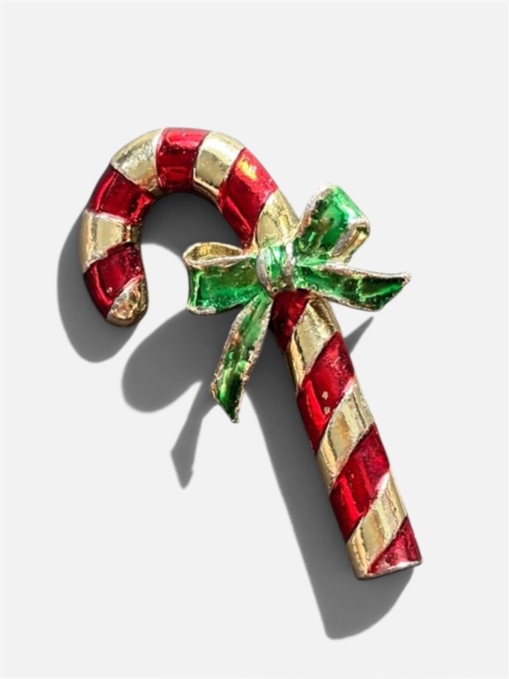 Gerry’s Candy Cane Brooch | Vintage Christmas Pin Silver Tone